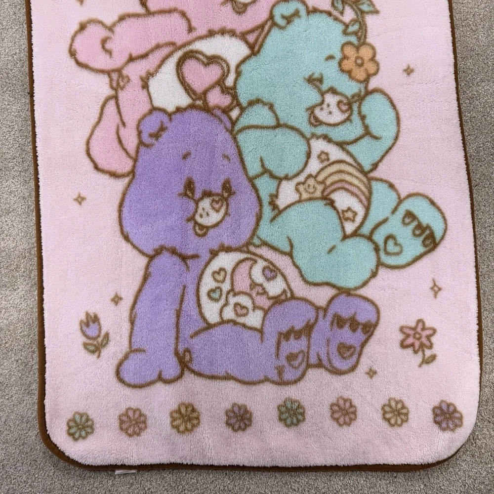 Vintage Care Bears Love A Lot Sweet Dreams Wish Plush Throw Blanket Pink 30x45